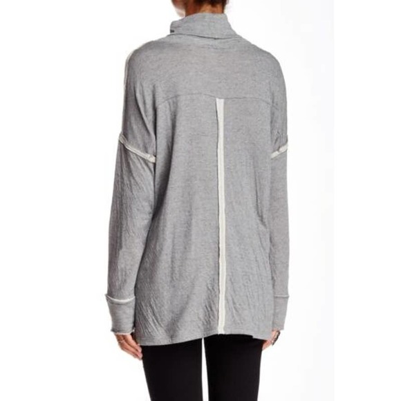 Free People We The Free Gray Cowl Neck Long Flight Pullover Top Size Small - Picture 2 of 9